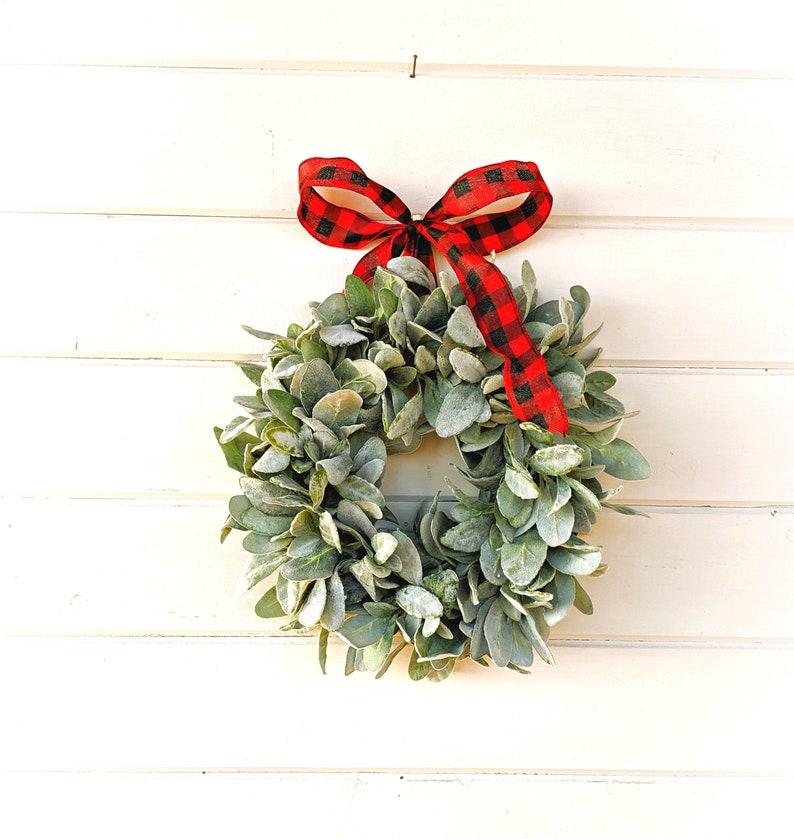 Small Window Wreath-christmas Wreath-mini Lambs Ear - Etsy
