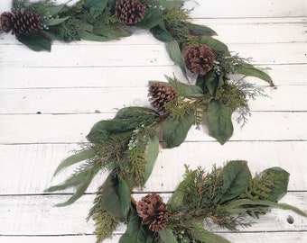 Winter Garland-READY to SHIP-Holiday Home Decor-Magnolia+Pine-Garland for Mantel-Table Décor-Winter Tablescapes-Modern Farmhouse Christmas