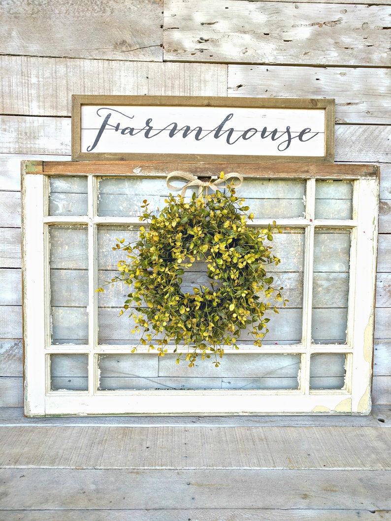 MINI Window Wreath-Greenery Wreath-Farmhouse Wreath-Small Wreath-AUTUMN BOG-Small Wreath-Summer Wreath-Fall Wreath-Centerpiece-Chair Wreath image 1