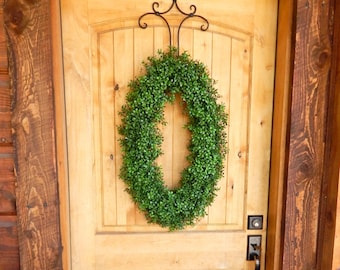 Boxwood Wreath- Greenery Wreath-Large OVAL Door Wreath-Year-Round Wreaths-Door Decor-Housewarming Gift-Outdoor Wreath-Summer Wreath-Gifts