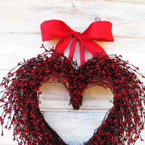 Valentines Day Heart Wreath Decoration Mother's Day Wreath-Mother's Day Gift-Heart Wreath-Red Wreath-Valentine's Day Decor-Anniversary Gift image 2