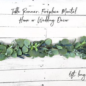 Vintage Spring Artificial Eucalyptus Garland with Blue-2024 Wedding Decor Greenery Garland-Tablescape Decor-DIY Wedding-Garland for Mantle image 5