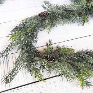 Christmas Pine Glitter Frosted Garland-Christmas Greenery-Winter Garland-Christmas Décor-Holiday Table Runner-Christmas Mantle Garland Decor image 2