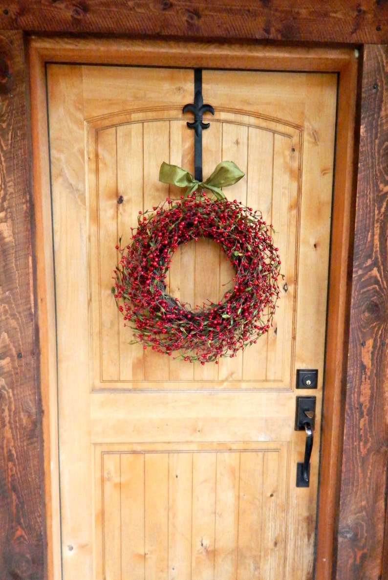 Winter Wreath-Rustic Red Berry Wreath-Christmas Home Decor-Winter Wall Decor-Front Door Wreath-Modern Farmhouse Wreath-Holiday Mantel Decor image 3