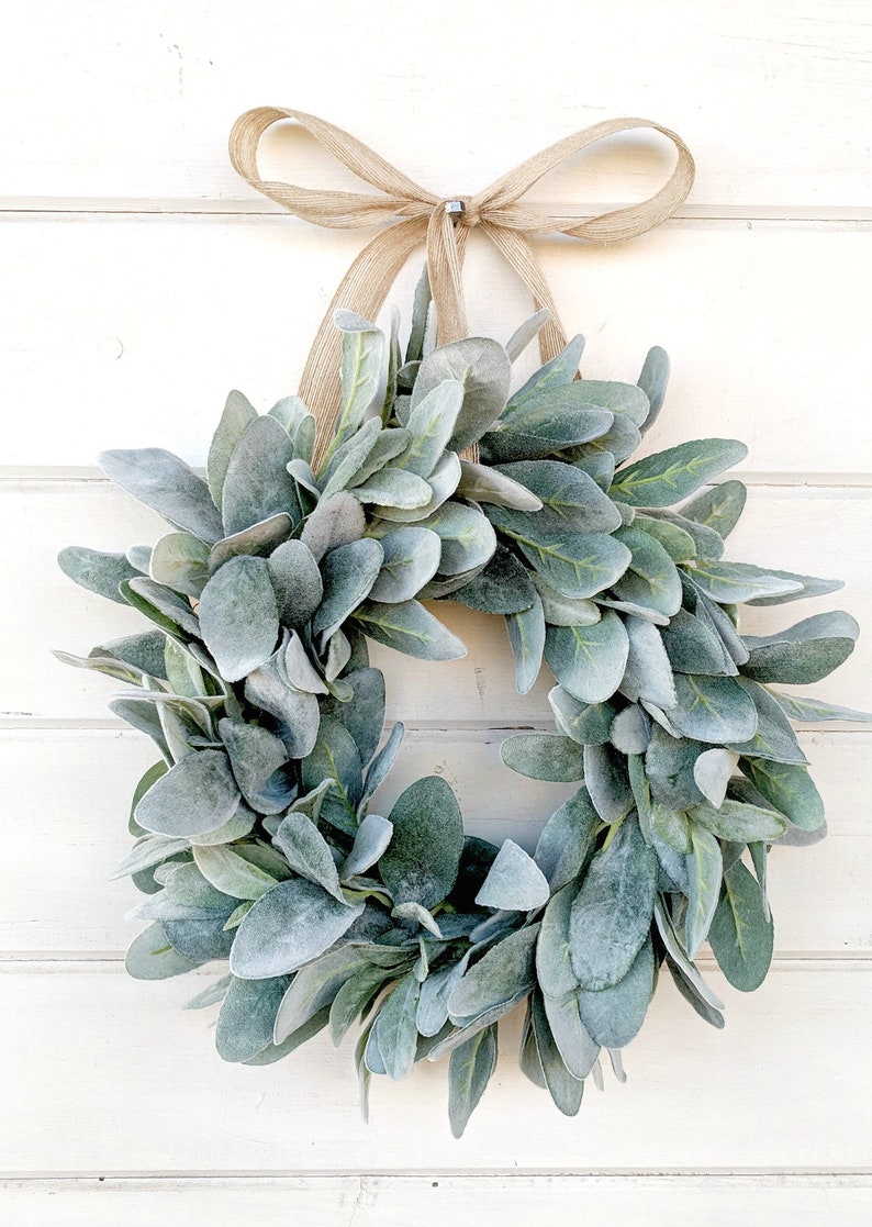 MINI Lambs Ear Wreath-Small Wreath-Lambs Ear Wreath-Window Wreath-Small Wreath-Country Cottage Wreath-Wall Hanging-Greenery Wreath-Gifts image 2