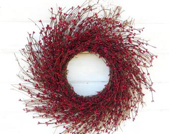 Rustic Winter Wreath-RED TWIG Wreath-Christmas Wreath-Winter Door Decor-Gift for Mom-Unique Gifts for Neighbors-Winter Home Decor-Gifts