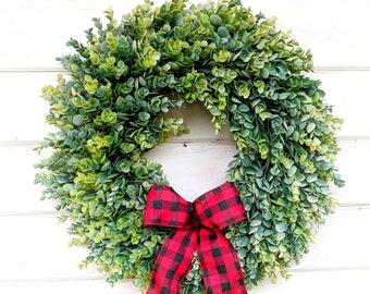 Christmas Wreath-Rustic Farmhouse Decor-Farmhouse Christmas-Frosted EUCALYPTUS Wreath-Winter Wreath-Wreaths-Holiday Wreath-Holiday Decor