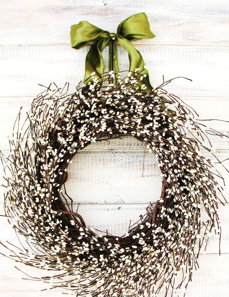 Fall Wreath-Christmas Wreath-Modern Wreath-WHITE Wreath-Modern Home Decor-Neutral Home Decor-Neutral Wreath-Country Home Living-Boho Wreath image 2