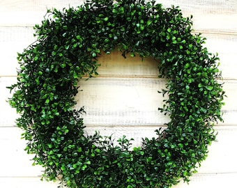 Minimalist Handmade Artificial Boxwood Wreath-Front Door BOXWOOD WREATH-Modern Farmhouse Home Decor Wreath-Outdoor Wreath-Home Decor Gift