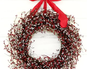 RED and WHITE Valentine's Day Door Wreath-Love Home Décor-Handmade WildRidge Design Front Door Decor-Valentine's Wall Hanging Decorations