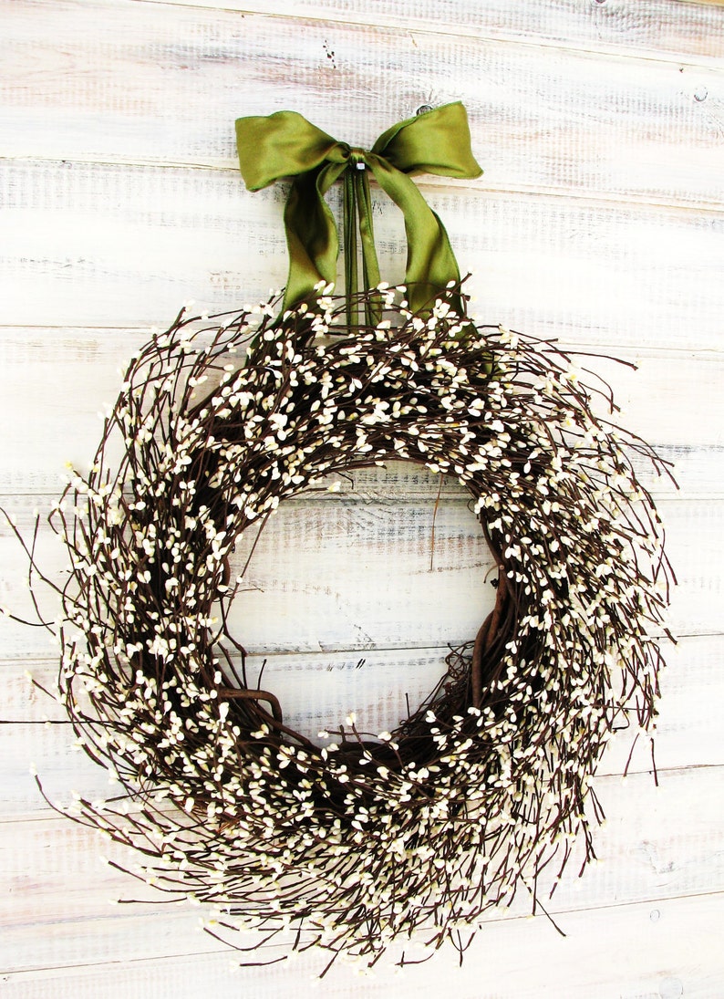 Fall Wreath-Christmas Wreath-Modern Wreath-WHITE Wreath-Modern Home Decor-Neutral Home Decor-Neutral Wreath-Country Home Living-Boho Wreath image 1