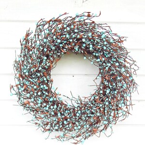 Spring Wreath-Summer Door Wreath-Teal Wreath-Modern Farmhouse Wreath-Boho Home Décor-Housewarming Gift-Door Wreath-Front Door Décor-Gifts image 3