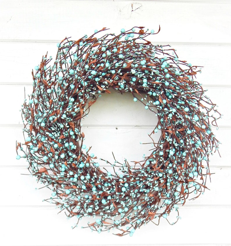 Spring Wreath-Summer Door Wreath-Teal Wreath-Modern Farmhouse Wreath-Boho Home Décor-Housewarming Gift-Door Wreath-Front Door Décor-Gifts image 3