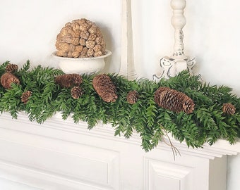 SALE-Holiday Garland-HEMLOCK Garland-Holiday Tablescape-Christmas Greenery-Modern Christmas Décor-Staircase Greenery-Christmas Table