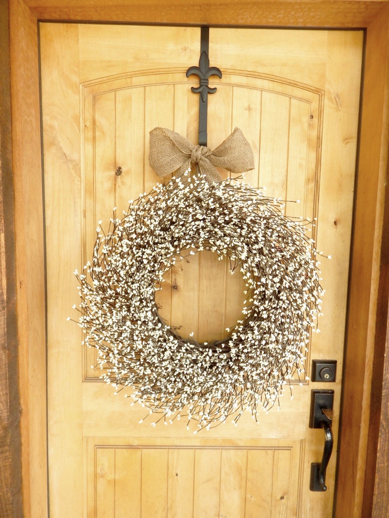 24in Cream Berry Wreath-Large Wreath for Front Door-Winter Wreath-Christmas Wreaths-Year-Round Wreath-Christmas Gift-Mantel Decor image 1