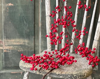 Red Berry Garland-Weatherproof Garland-Summer Garland-Red Mantel Decor-Valentine's Day Garland-Summer Table Runner-4th of July Decor