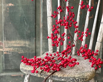 RED Valentine's Day 5' Weatherproof Berry Garland-Mantle or Shelf Decoration-Red Garland-Modern Farmhouse Home Decor-DIY Wreath Supplies