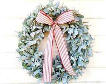 Winter Wreath-Modern Farmhouse Wreath-Valentine Wreath-Farmhouse Wreath-Lambs Ear Wreath-Farmhouse Décor-Housewarming Gift-Greenery Wreath