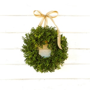 MINI Window Wreath-Boxwood Wreath-Country Cottage Wreath-Artifical Boxwood Wreath-Wall Hanging-Small Wreath-Custom Made Gifts-Scented Wreath image 2
