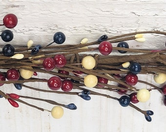 July 4th Garland-RED WHITE & BLUE Garland-Patriotic Garland-Summe Tablescape-Mantel Garland-Patriotic Runner-4th of July Decor-Summer Decor