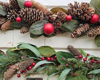 Traditional Christmas Garland-BLACK FRIDAY SALE-Pinecone Garland-Holiday Home Decor-Garland for Mantle-Vintage Holiday Decor-Winter Decor