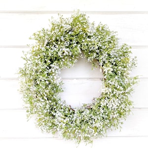 Wedding Wreath-Baby's Breath Wreath-Boho Wedding-Farmhouse Decor-Wedding Decor-Gypsophila Cottage Decor-Farmhouse Wreath-Spring Wedding image 1