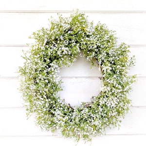 Wedding Wreath-Baby's Breath Wreath-Boho Wedding-Farmhouse Decor-Wedding Decor-Gypsophila Cottage Decor-Farmhouse Wreath-Spring Wedding image 1