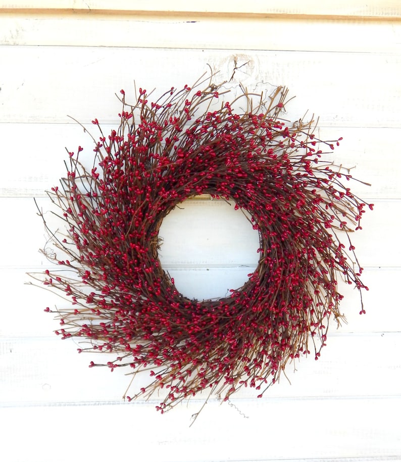 Summer Wreath-Modern Farmhouse Wreath-Fall Wreath-RED TWIG Wreath-Winter Wreath-Christmas Wreath-RED Wreath-Farmhouse Décor-Door Wreath image 1