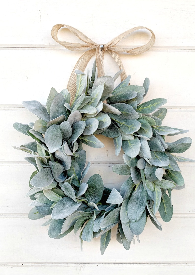 MINI Lambs Ear Wreath-Small Wreath-Lambs Ear Wreath-Window Wreath-Small Wreath-Country Cottage Wreath-Wall Hanging-Greenery Wreath-Gifts image 3