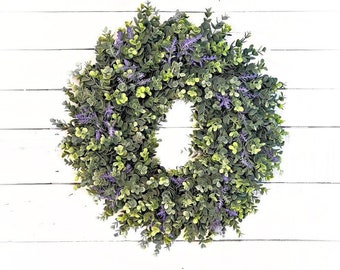 Lavender Wedding Wreath-Spring Wedding Decor-Greenery-EUCALYPTUS Wreath-LAVENDER-Wreaths-Reception Decor-Vintage-Boho-Wildflower-Weddings