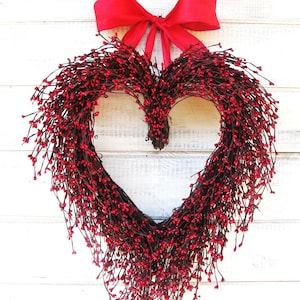 Valentines Day Heart Wreath Decoration Mother's Day Wreath-Mother's Day Gift-Heart Wreath-Red Wreath-Valentine's Day Decor-Anniversary Gift image 1