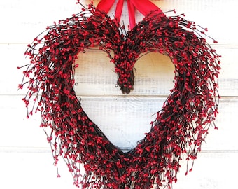 Anniversary Heart Wreath-Gift for Mom-Mother's Day Wreath-Mother's Day Gift-Heart Wreath-Red Wreath-Valentine's Day Decor-Anniversary Gift