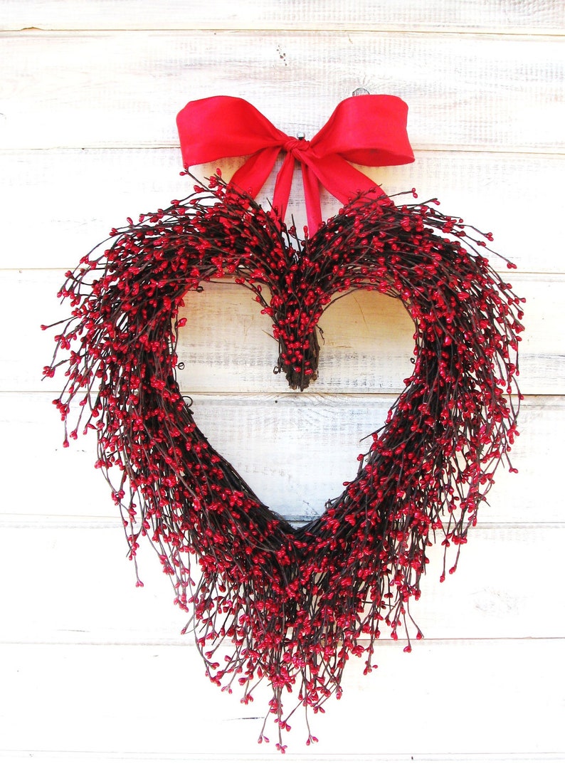 Valentines Day Heart Wreath Decoration Mother's Day Wreath-Mother's Day Gift-Heart Wreath-Red Wreath-Valentine's Day Decor-Anniversary Gift image 1