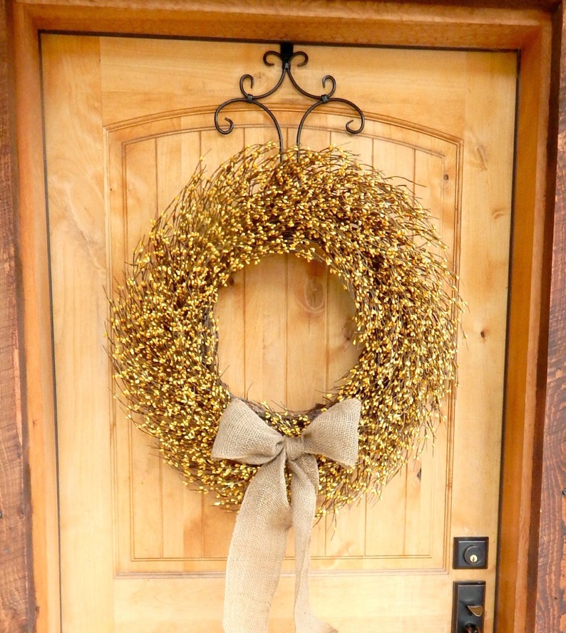 Fall Wreathfall Door Wreathslarge YELLOW Wreathyellow Berry Etsy