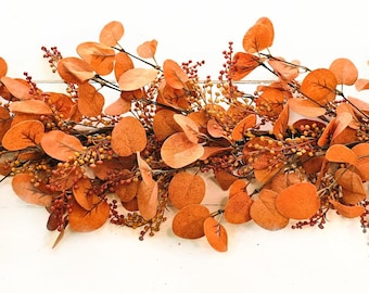NEW FALL Garland-Rust Penny Leaf Garland-Modern Farmhouse-Fall Mantle-Rustic Table Decor-Table Runner-Fall Wedding Decor-CUSTOM Made Garland