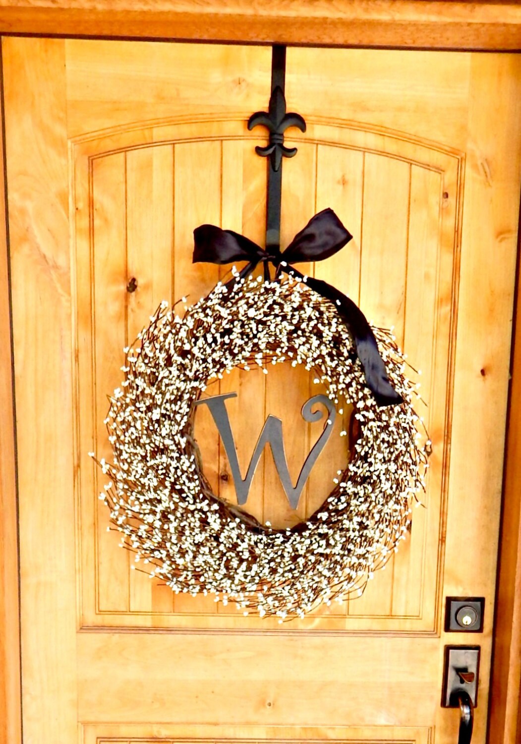 Monogram Door Wreath White Wreath Wedding Gift