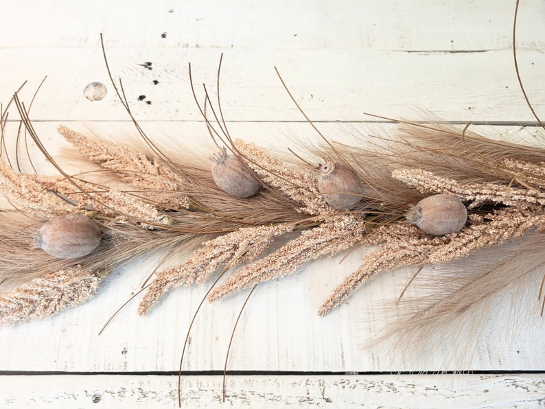 Pampas Grass,BARLEY,Boho Wedding Garland Decor-Rustic Farmhouse Home Shelf,Mantle,Table Decor-Wedding Table Runner-Home Gifts,Housewarming image 1