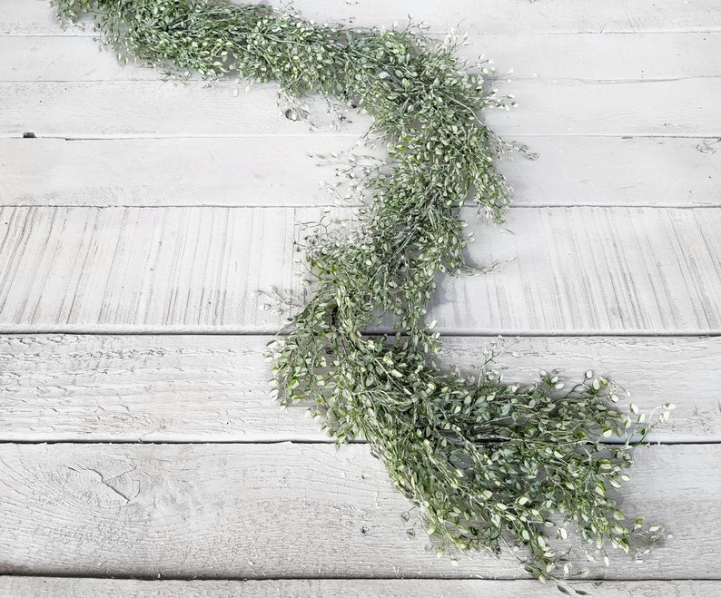 Cottagecore-Winter Greenery-FROSTED WHITE LUNA-Farmhouse Décor-Greenery-Wedding Garland-Wedding Décor-Table Runner-Mantel Garland-Supplies image 2