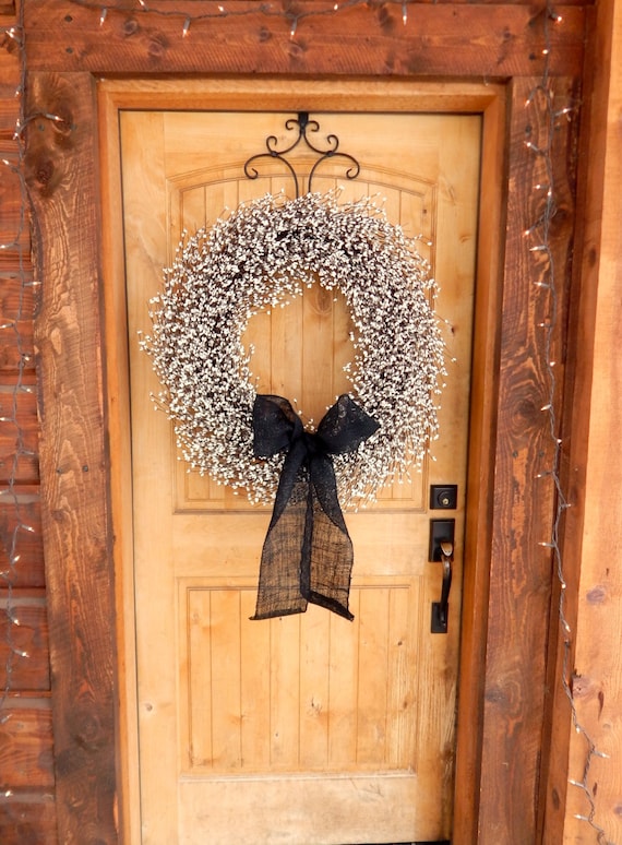 WildRidge Design | Handmade | Farmhouse Wreath | Artificial Antique White  Wreath Custom Size | Scented Wreaths | Year Round Wreath | Fall Door and