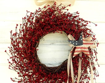 Summer Wreath-July 4th Wreath-Summer Door Wreath-4th of July Wreath-AMERICANA DOOR Wreath-Patriotic Wreath-July 4th Wreath-Military Decor