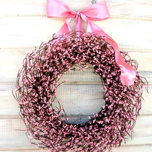 Vintage PINK Valentines Day Wreath Decoration-Handmade Valentine's Day Wreath-PINK Berry Wreath Door Decor-Valentines Day Home Decor Wreath image 2