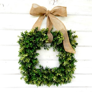 Boxwood Wreath-square Wreath-burlap BOXWOOD Wreath-door Wreath ...