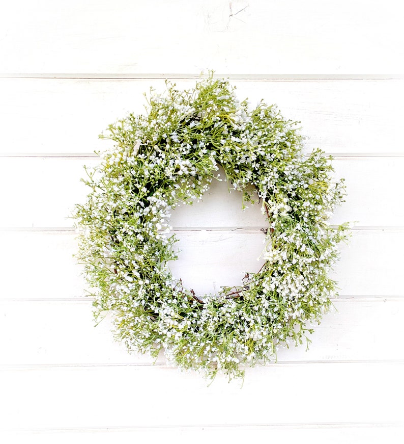 Wedding Wreath-Baby's Breath Wreath-Boho Wedding-Farmhouse Decor-Wedding Decor-Gypsophila Cottage Decor-Farmhouse Wreath-Spring Wedding image 2