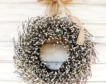 Summer Wreath-Modern Farmhouse Wreath-Cottage Home Decor-CREAM Wreath-Spring Door Wreath-Boho Home Decor-Modern Wreaths-Housewarming Gift