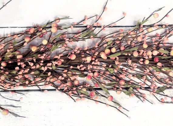 Spring Home Decor-Easter Garland-Pink Berry Garland-Spring Garland-Easter Mantle Decor-Spring Table-Spring Wedding-Baby Girl Nursery Decor