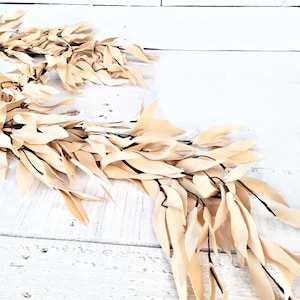 Boho Cream Leaf Garland-Modern Cottage Home Decor-Fireplace Mantel Garland Decor-HARVEST LEAVES-Wedding Table Runner Decoration-Tablescape