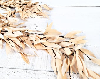 Boho Cream Leaf Garland-Modern Cottage Home Decor-Fireplace Mantel Garland Decor-HARVEST LEAVES-Wedding Table Runner Decoration-Tablescape