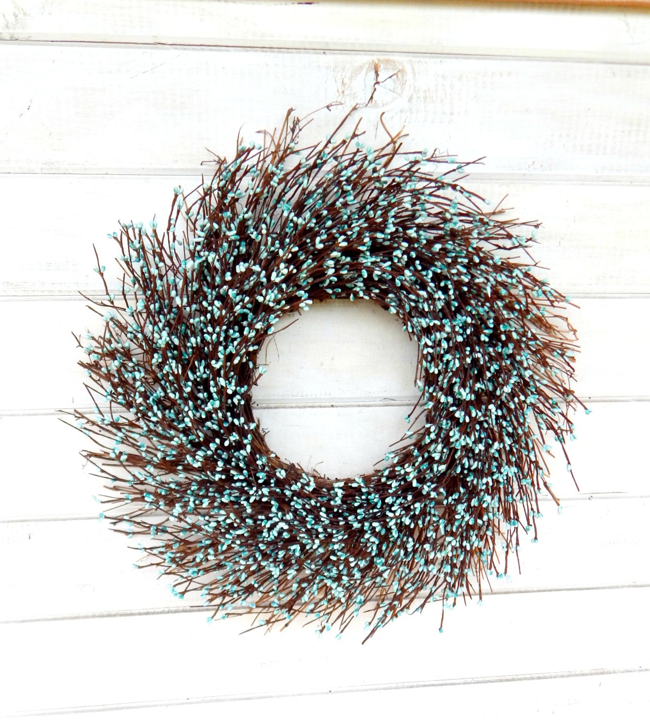 Spring WreathSummer WreathRustic TWIG WreathWalling HangingTeal