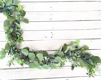 Wedding Table Runner-Tablescape-Summer Wedding Garland-Greenery for Wedding-BLUEBERRY EUCALYPYTUS-Weddings-Arbor Greenery-Summer Wedding