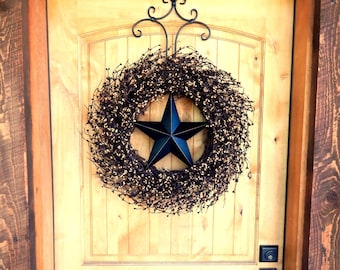 Primitive Rustic Wreath-Rustic Americana Wreath-Star Wreath-Primitive Door Wreath-BLACK & TAN Star Wreath-Fall Home Decor-Front Door Wreath